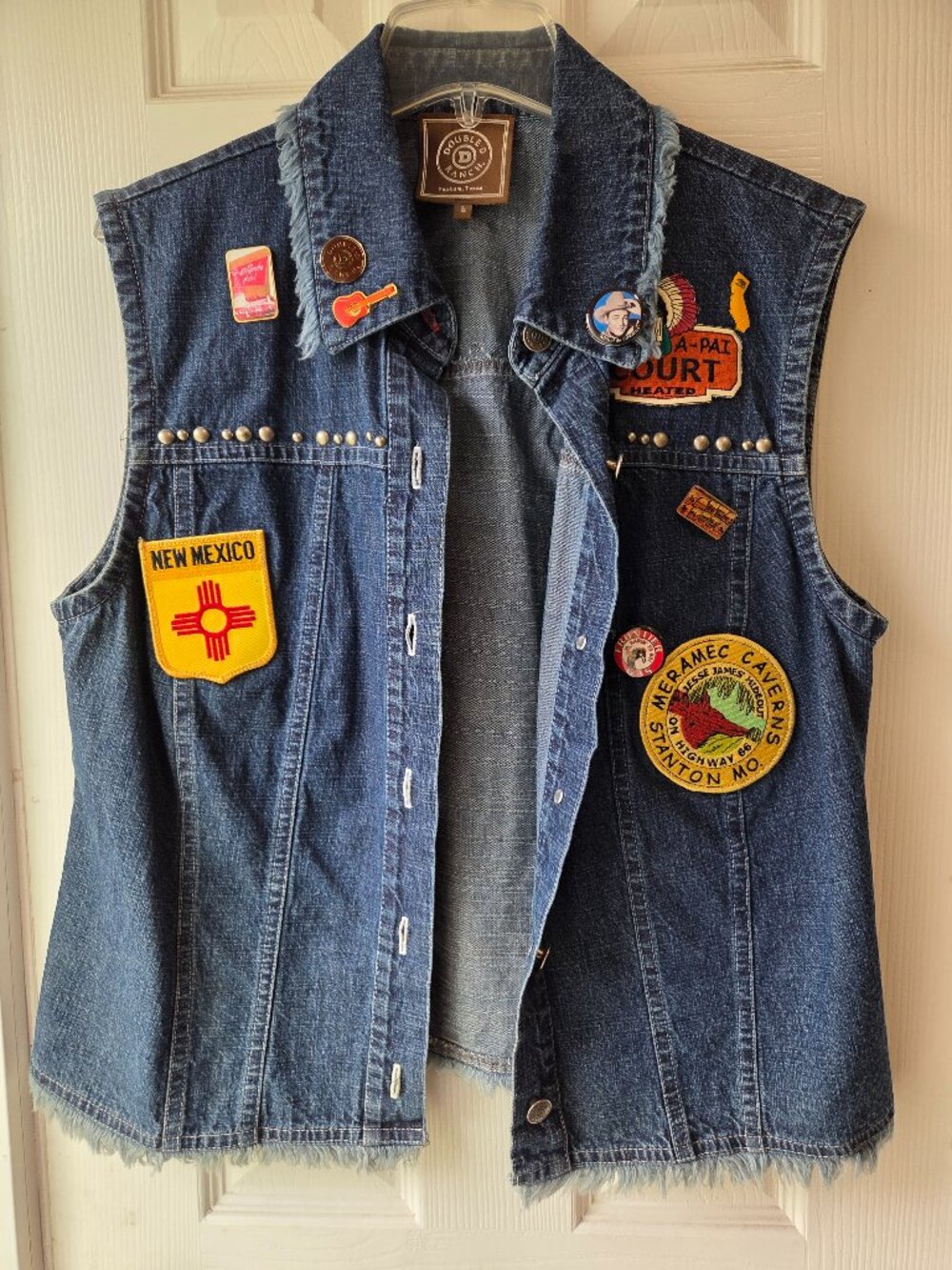 Double D Ranch Western Denim Vest Women L Southwestern